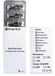5-pack of Kanger Upgrade Replacement Dual Coils